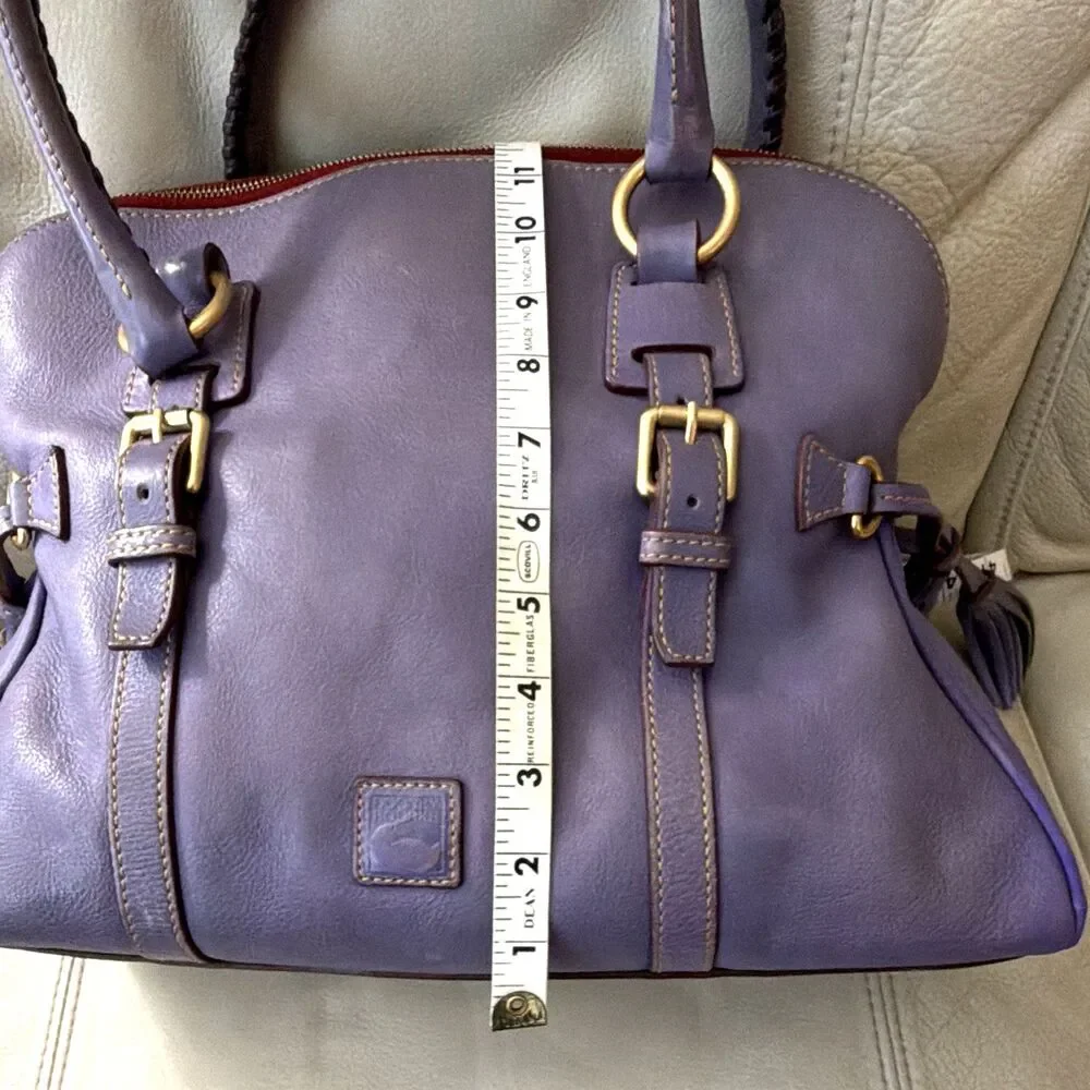 Dooney & Bourke Florentine Purple Domed Buckle Satchel Leather Bag RARE